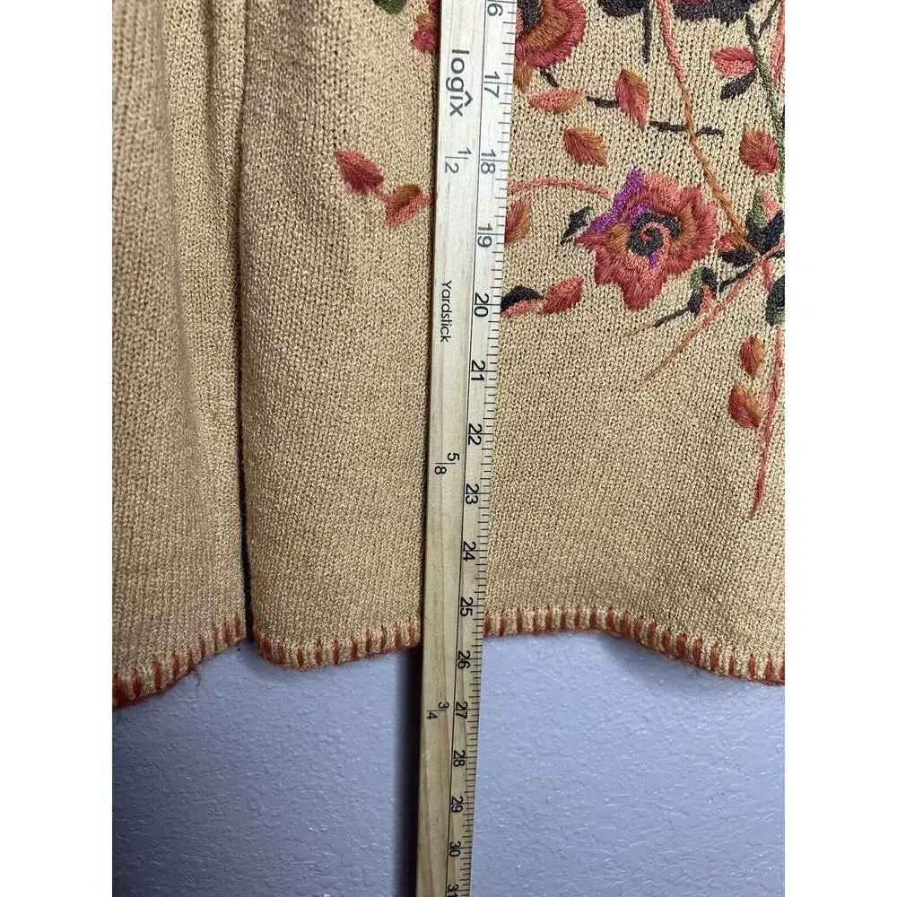 Portraits By Northern Isles Vintage Fall Embroidered Sweater Cottage Core Medium - Picture 4 of 7
